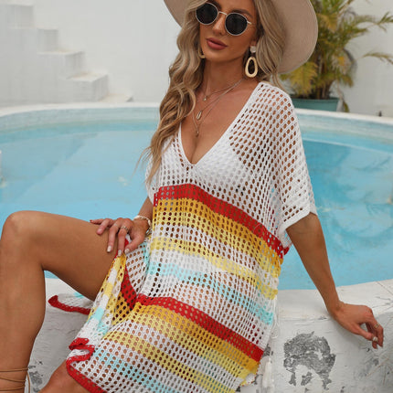 Crochet Knit Swimsuit Coverup for Women Hollow Out Bikini Beach Cover Up Dress