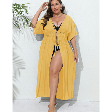 Womens Long Lace Cover up Bikini Coverups Kimono Tie Front Swimsuit Cardigan