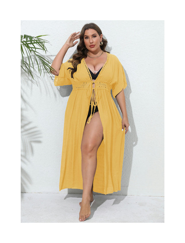 Womens Long Lace Cover up Bikini Coverups Kimono Tie Front Swimsuit Cardigan