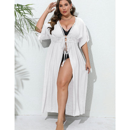 Womens Long Lace Cover up Bikini Coverups Kimono Tie Front Swimsuit Cardigan