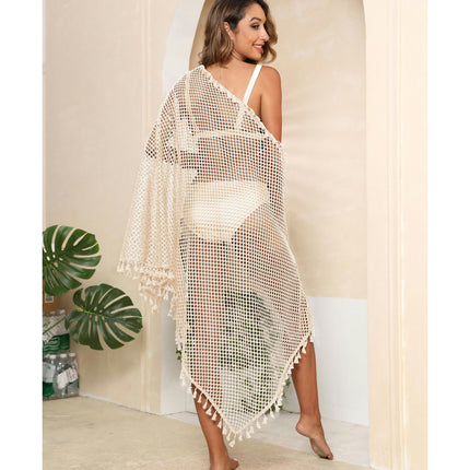 Women Sexy Hollow Out Tassle Skirts Beach Cover Up Summer Swimsuit Wrap Sarong