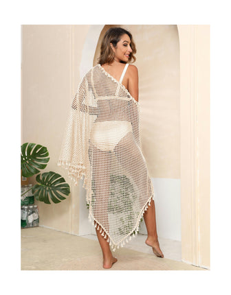 Women Sexy Hollow Out Tassle Skirts Beach Cover Up Summer Swimsuit Wrap Sarong