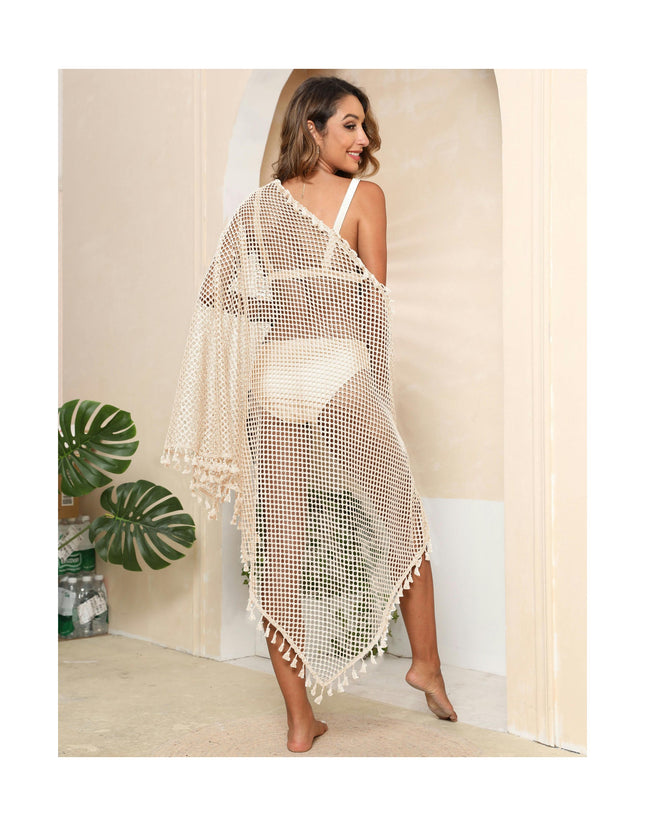 Women Sexy Hollow Out Tassle Skirts Beach Cover Up Summer Swimsuit Wrap Sarong