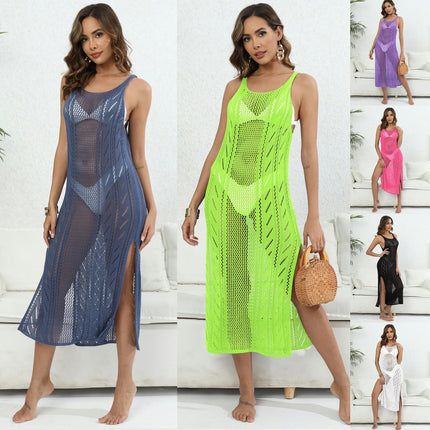 Women's Swimsuit Crochet Cover Up Knit Swimwear Coverups Sleeveless Beach Dress