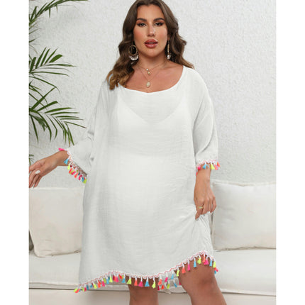 Bikini Swimsuit Cover Up for Women Loose Plus Size Coverups Beach Tassels Covers Dress