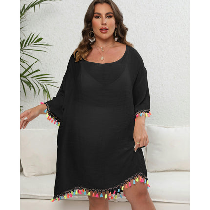 Bikini Swimsuit Cover Up for Women Loose Plus Size Coverups Beach Tassels Covers Dress