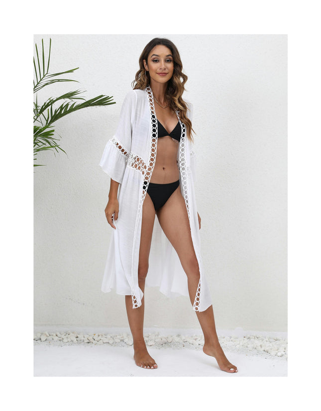 Women's Long Swimsuit Coverups Beach Open Front Bikini Cardigan