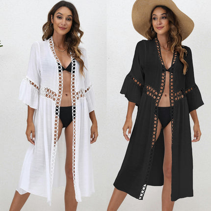 Women's Long Swimsuit Coverups Beach Open Front Bikini Cardigan