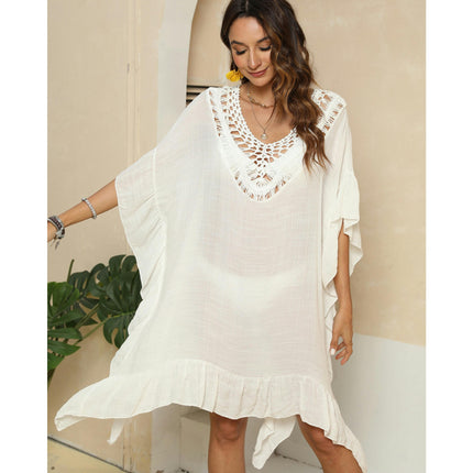 Women's Crochet Coverups Beach Swimwear Ruffle Cover Ups