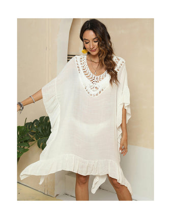 Women's Crochet Coverups Beach Swimwear Ruffle Cover Ups