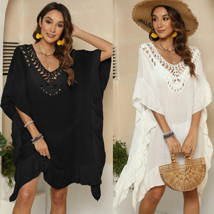 Women's Crochet Coverups Beach Swimwear Ruffle Cover Ups