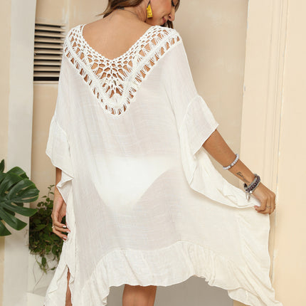 Women's Crochet Coverups Beach Swimwear Ruffle Cover Ups