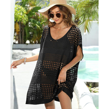 Swimsuit Coverups for Women Hollow Out Crochet Knit Loose Bathing Suit Cover Up Dress