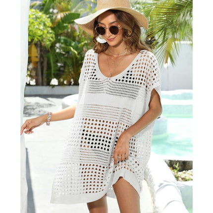 Swimsuit Coverups for Women Hollow Out Crochet Knit Loose Bathing Suit Cover Up Dress