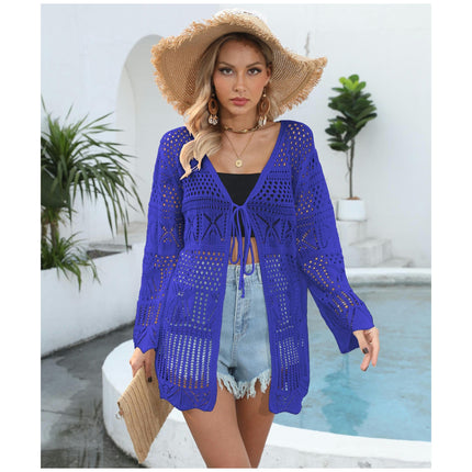 Womens Front Open Beach Bikini Swimsuit Crochet Hollow Out Cover Up Kimono Cardigan