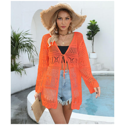 Womens Front Open Beach Bikini Swimsuit Crochet Hollow Out Cover Up Kimono Cardigan