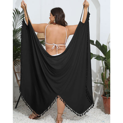 Womens Cover Ups Beach Spaghetti Strap Plus size Beach Backless Wrap Tassels Dresses