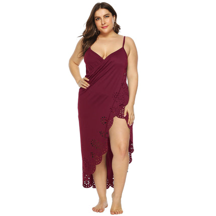 Womens Cover Ups Beach Plus Size Spaghetti Strap Sarongs Beach Backless Wrap Dress