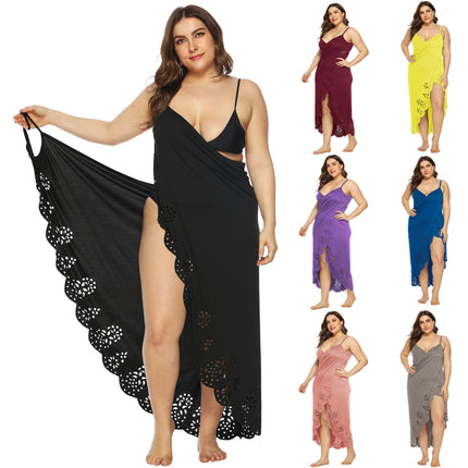 Womens Cover Ups Beach Plus Size Spaghetti Strap Sarongs Beach Backless Wrap Dress