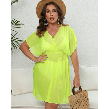 Women's Plus Size Swimsuit Cover Ups Beach Swimwear See Through Sheer Mesh Dress