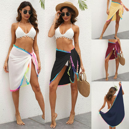 Women Beach Sarong Swimsuit Cover up Wrap Pareo with Tassel