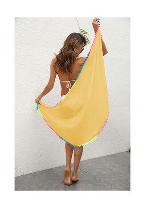 Women Beach Sarong Swimsuit Cover up Wrap Pareo with Tassel