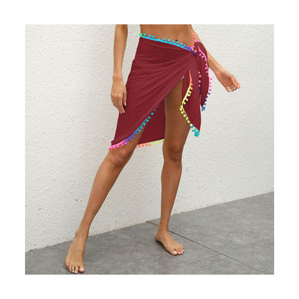 Women Beach Sarong Swimsuit Cover up Wrap Pareo with Tassel