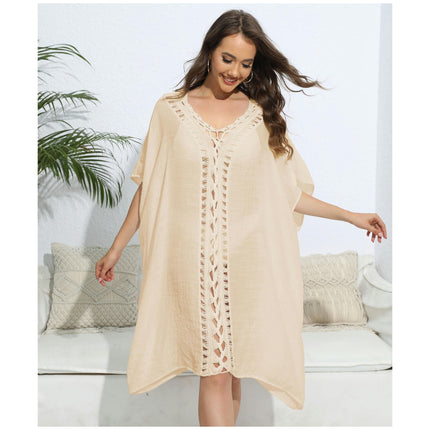 Women's Crochet Beach Cover Up V-Neck Bathing Suit Dress Coverups