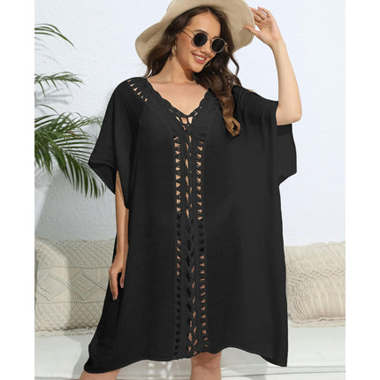 Women's Crochet Beach Cover Up V-Neck Bathing Suit Dress Coverups