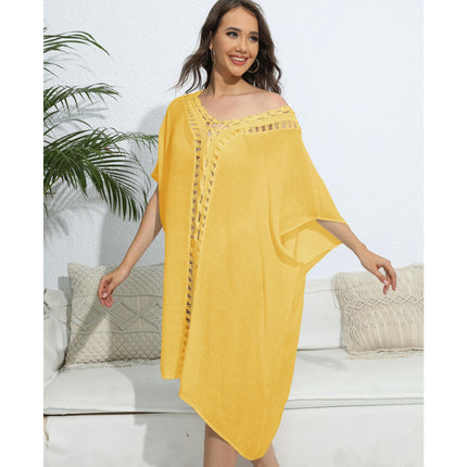 Women's Crochet Beach Cover Up V-Neck Bathing Suit Dress Coverups