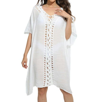 Women's Crochet Beach Cover Up V-Neck Bathing Suit Dress Coverups