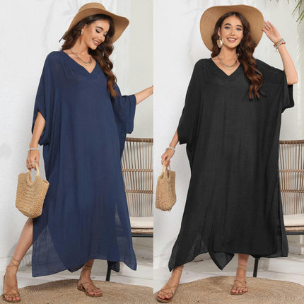 Womens Kaftan Long Beach Dresses V Neck Swimsuit Cover Ups Dress