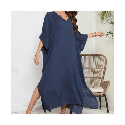 Womens Kaftan Long Beach Dresses V Neck Swimsuit Cover Ups Dress