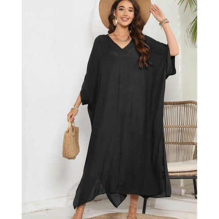 Womens Kaftan Long Beach Dresses V Neck Swimsuit Cover Ups Dress