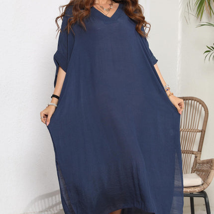 Womens Kaftan Long Beach Dresses V Neck Swimsuit Cover Ups Dress