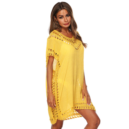 Bikini Swimsuit Cover Up for Women Loose Crochet  V Neck Bathing Suit Coverups Dress