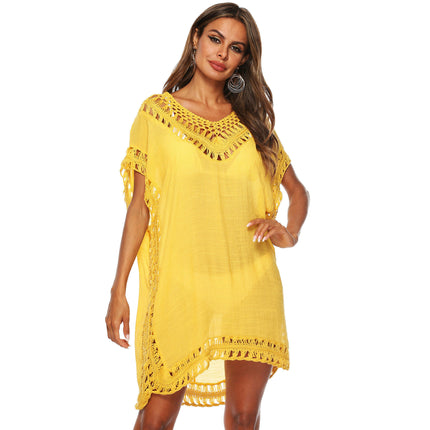 Bikini Swimsuit Cover Up for Women Loose Crochet  V Neck Bathing Suit Coverups Dress