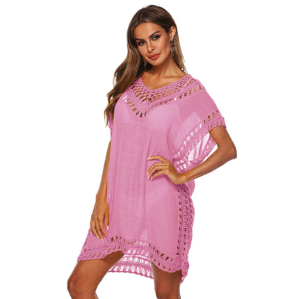 Bikini Swimsuit Cover Up for Women Loose Crochet  V Neck Bathing Suit Coverups Dress