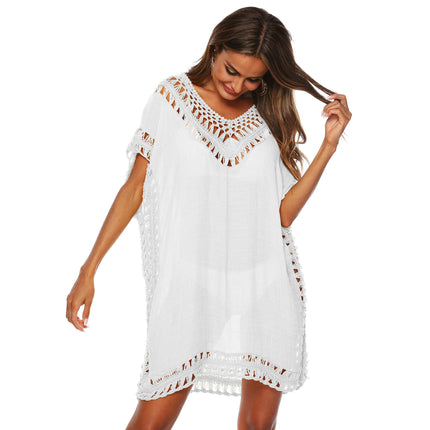 Bikini Swimsuit Cover Up for Women Loose Crochet  V Neck Bathing Suit Coverups Dress