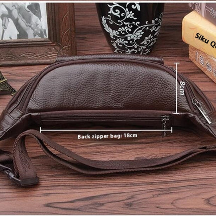 Leather Waterproof Waist Bag for Men Women Fanny Pack for Walking Running Outdoor Sports