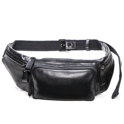 Leather Waist Pack for Men Women Travel Hiking Running Belt Outdoor Sports Waterproof Fanny Bag