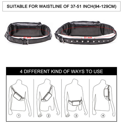 Leather Waist Pack for Men Women Travel Hiking Running Belt Outdoor Sports Waterproof Fanny Bag