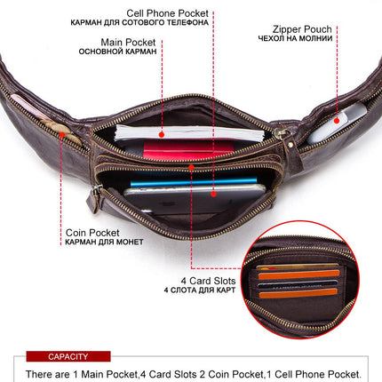 Leather Sports Fanny Pack for Men&Women Crossbody Waist Bag Adjustable Belt Waist Packs for Workout