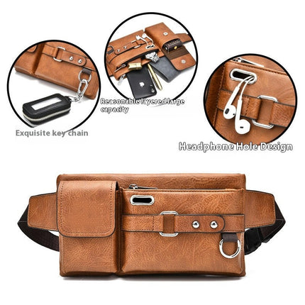 Leather Waist Bag For Men Fanny Pack for Running Workout Outdoors Sport Waist Pack Bag