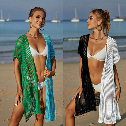 Women's Beach Hollow Out Knit Crochet Cardigan Loose Plus Size Bikini Coverups