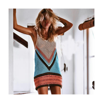 Womens Summer Swimwear Cover Ups Crochet Hollow Out Knit Bathing Suit Beach Dresses