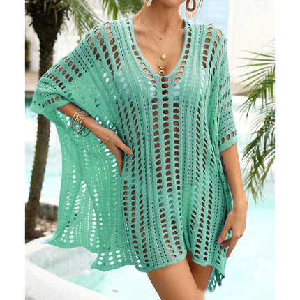 Women's Beach Coverup Crochet Hollow Out Top Swimming Bikini Vacation Skirt