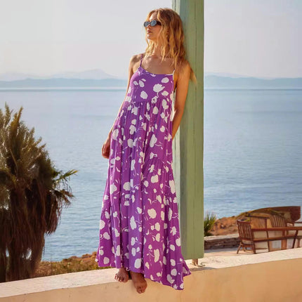 Maxi Dress for Women Summer Boho Spaghetti Strap Beach Dress