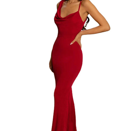 Women's Sleeveless Spaghetti Strap Elegant Evening Party Bodycon Maxi Dresses