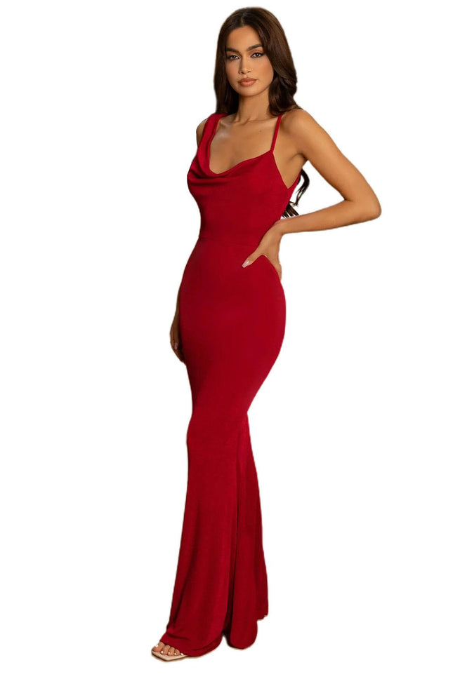 Women's Sleeveless Spaghetti Strap Elegant Evening Party Bodycon Maxi Dresses